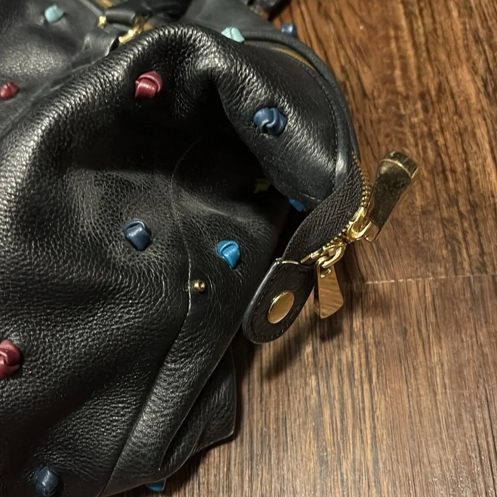 Tehra B polka dot Black Leather Handbag - Picture 3 of 9